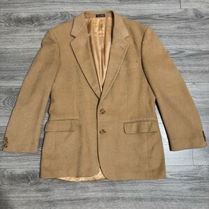 J.G. Hook Men Tan Camel Hair Blend Lapel Collar Single Breasted Blazer Suit 40R